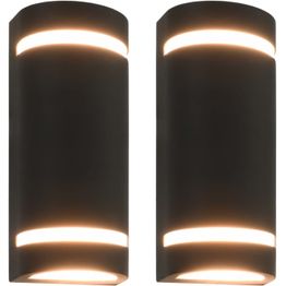 Ulkotilojen seinävalaisimet, 2 kpl, 35 W, musta, puolipyöreä