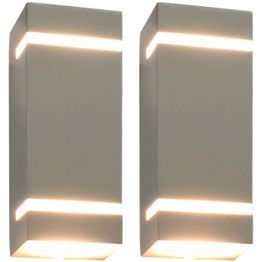 Ulkotilojen seinävalaisimet, 2 kpl, 35 W, hopea, neliskulmainen