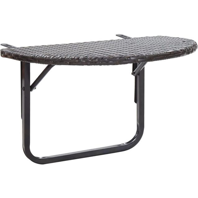 Parvekepöytä, 60x60x50 cm, ruskea polyrottinki