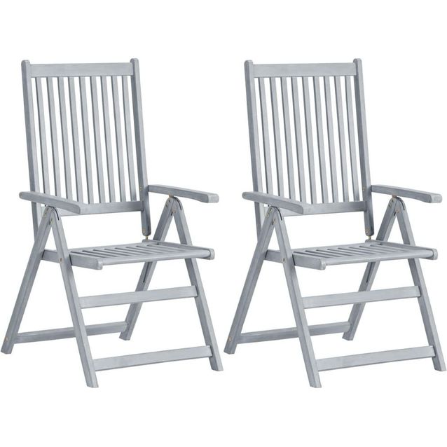 Kallistettavat puutarhatuolit 2 kpl, harmaa akaasiapuu