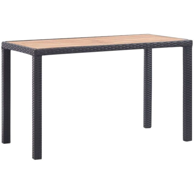 Puutarhapöytä, musta/ruskea, 123x60x74 cm, akaasiapuu