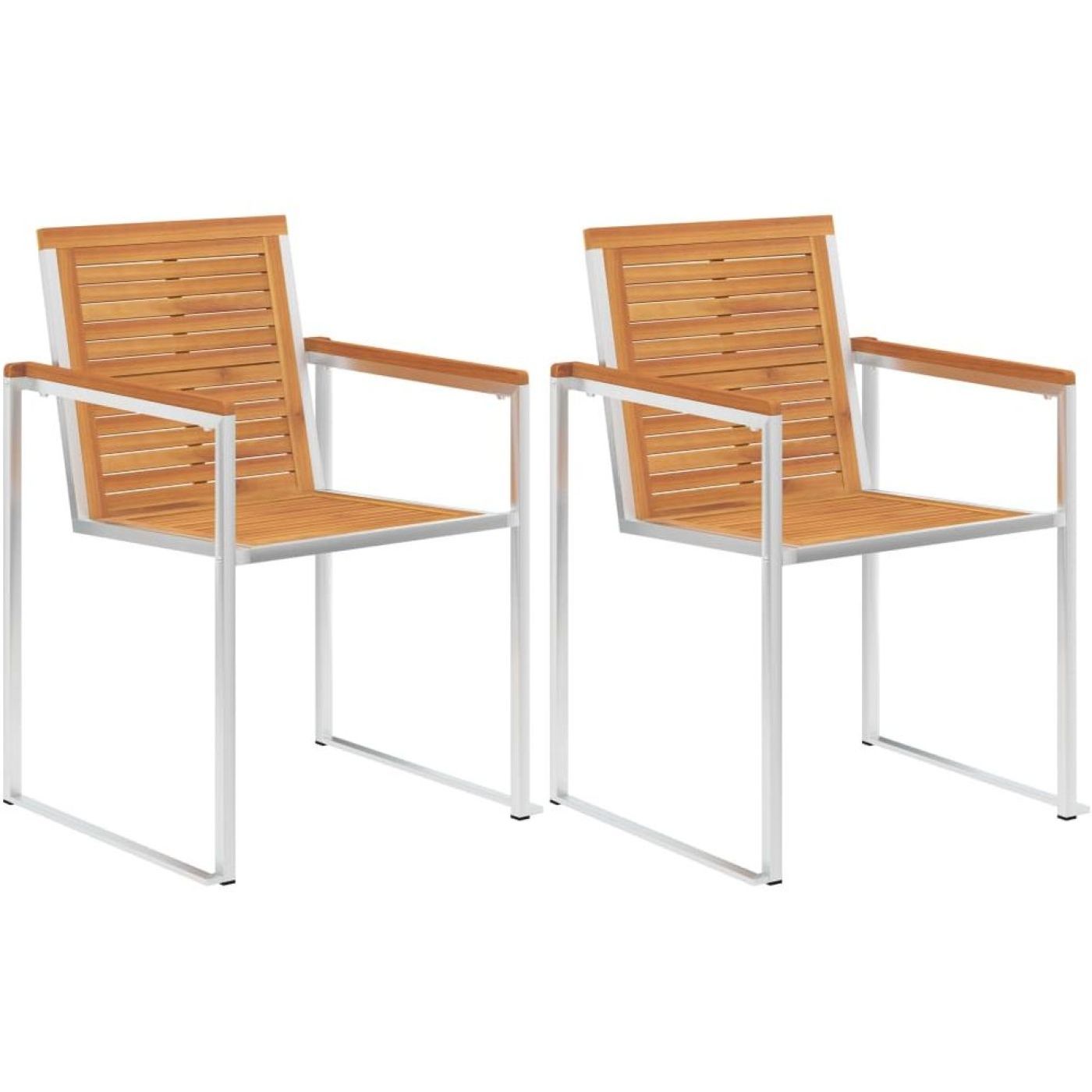 Puutarhatuolit 2 kpl akaasiapuu ja ruostumaton teräs