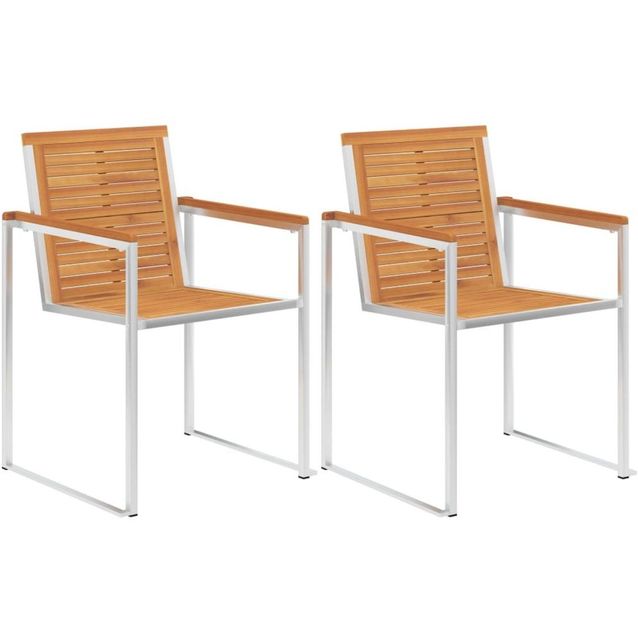 Puutarhatuolit 2 kpl, akaasiapuu ja ruostumaton teräs