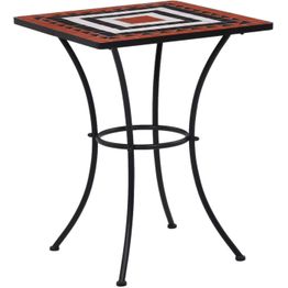 Mosaiikkibistropöytä ø 60 cm terrakotta ja valkoinen keramiikka