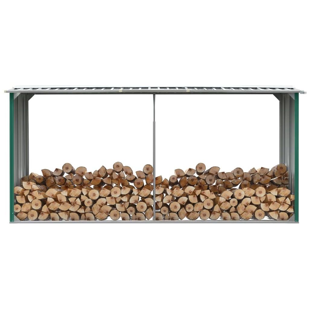 Polttopuukatos 330x92x153cm, galvanoitu teräs, vihreä