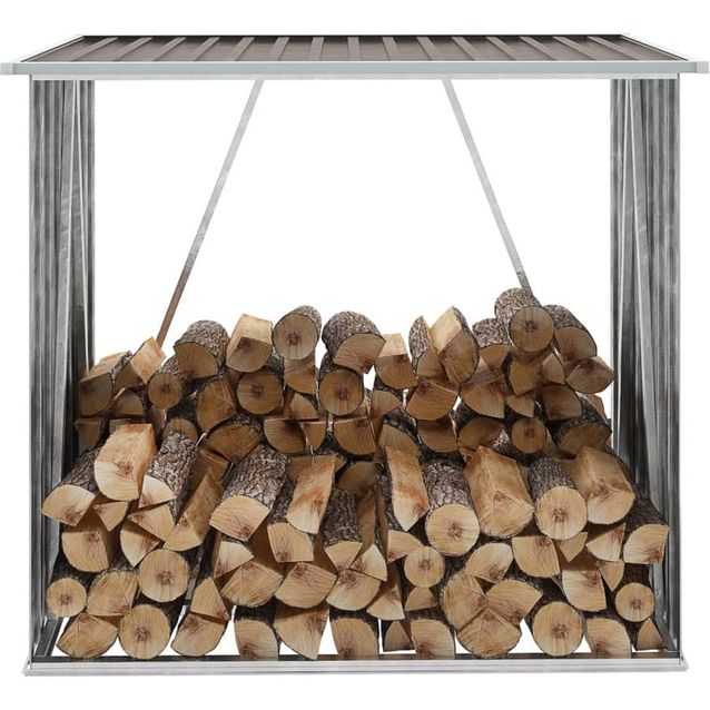 Polttopuukatos 163x83x154cm, galvanoitu teräs, ruskea