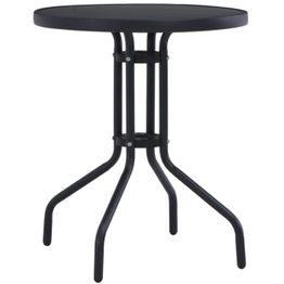 Puutarhapöytä ø 60 cm musta teräs ja lasi