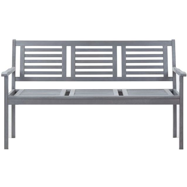 3-istuttava puutarhapenkki, 150 cm, harmaa täysi eukalyptuspuu