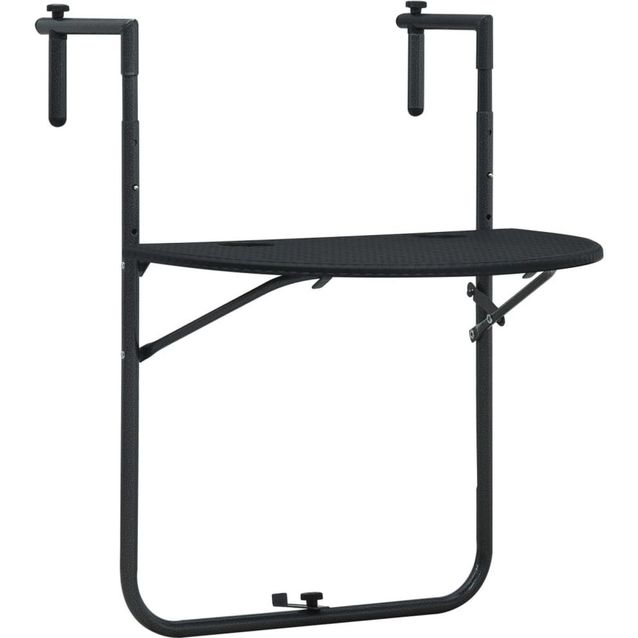 Roikkuva parvekepöytä, 60x64x83.5 cm, musta muovirottinki