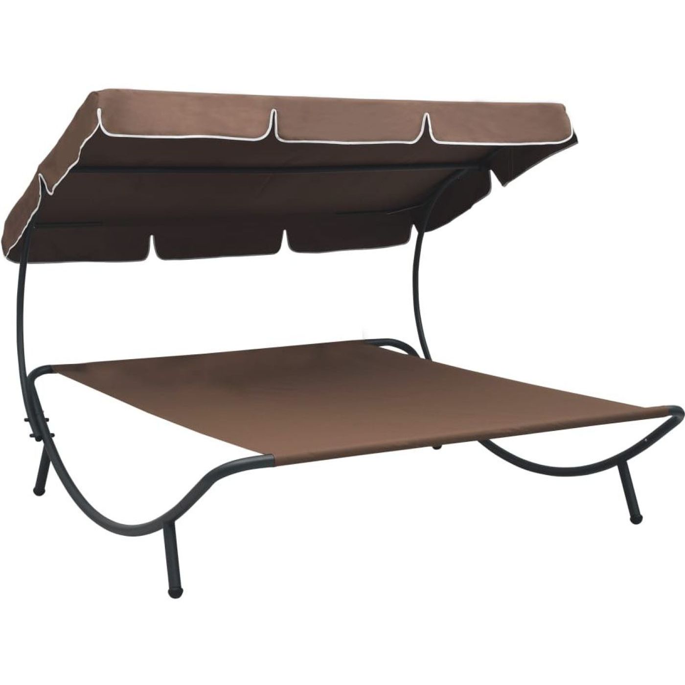Aurinkovuode katoksella 200x173x135 cm ruskea