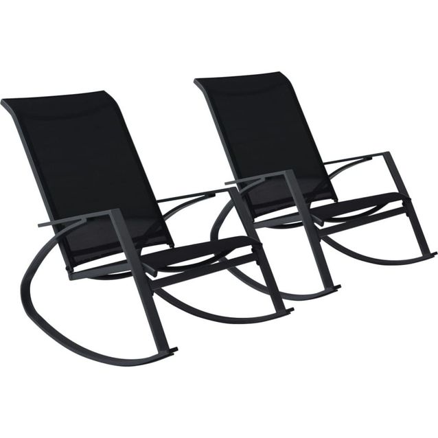 Puutarhan keinutuolit 2 kpl, textilene musta