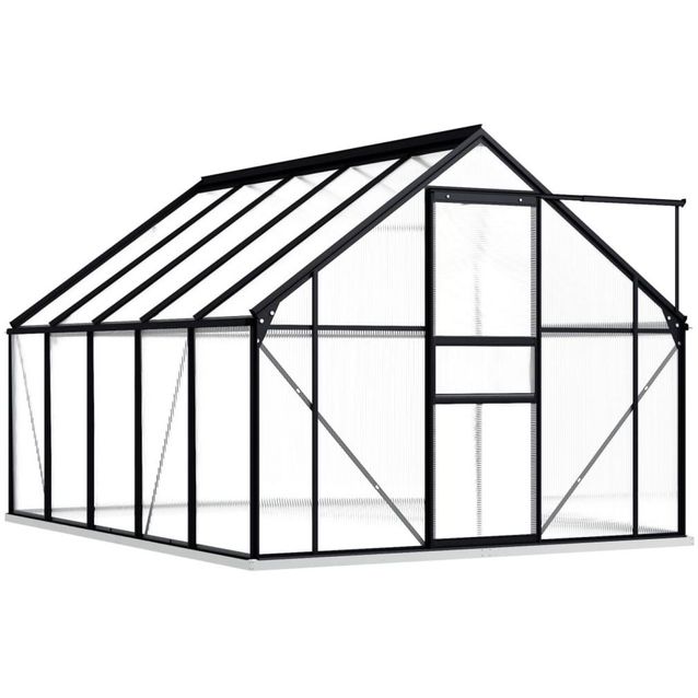 Kasvihuone alumiinirungolla 5,89 m², 190x310x202 cm, antrasiitti