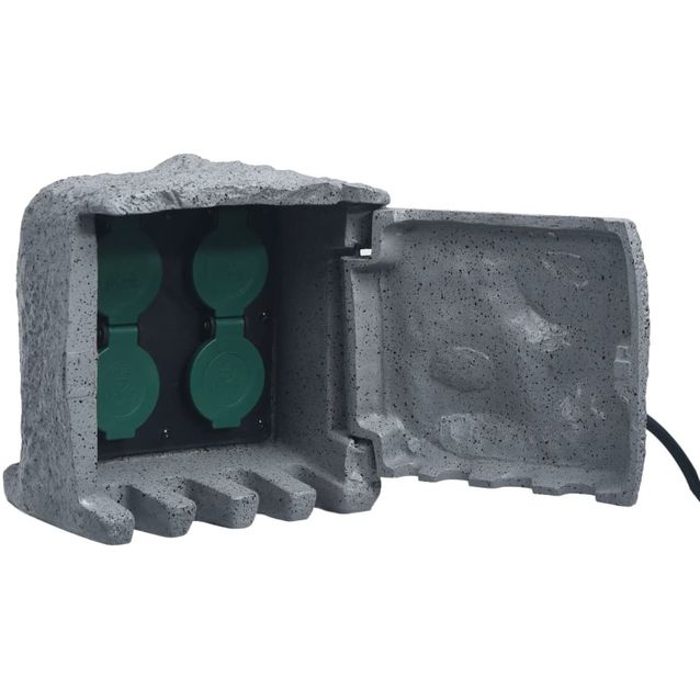 Puutarhan pistorasiayksikkö 4 aukkoa, harmaa