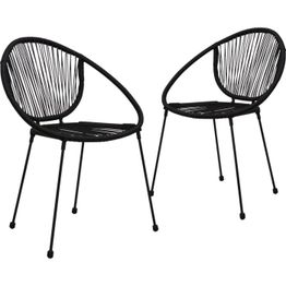 Puutarhatuolit 2 kpl PVC-rottinki musta