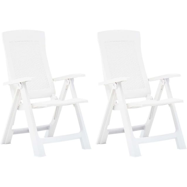 Puutarhan nojatuolit 2 kpl, 59x67x106 cm, muovi valkoinen