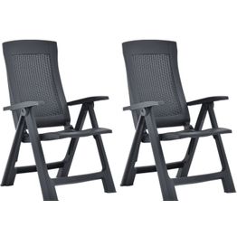 Kallistettavat puutarhatuolit 2 kpl 106x60x88 cm muovi antrasiitti