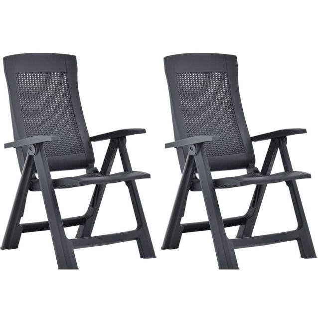 Kallistettavat puutarhatuolit 2 kpl, muovi antrasiitti