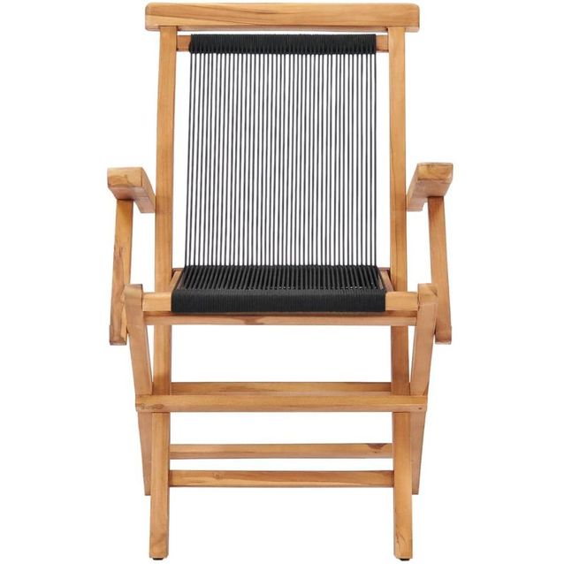 Kokoontaitettavat puutarhatuolit 2 kpl, 56x62x90 cm, täysi tiikki ja köysi