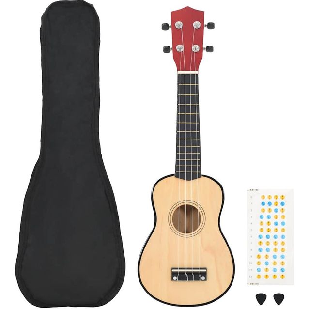 Sopraano-ukulelesarja laukulla lapsille fineprice, vaalea puu, 21