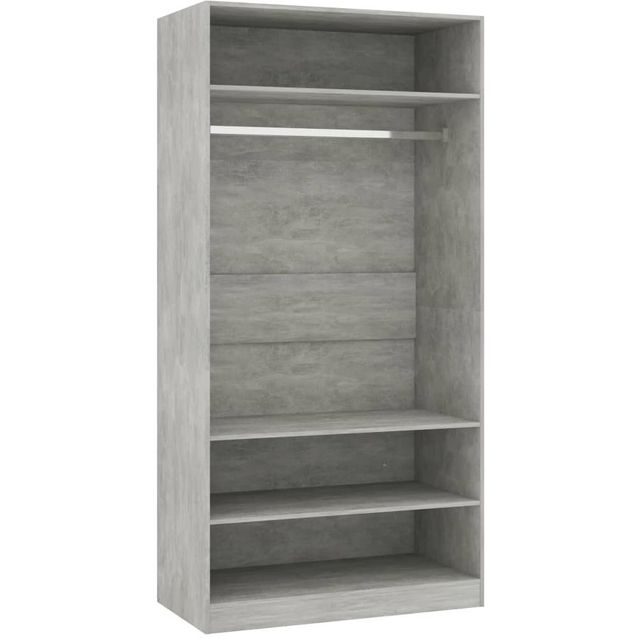 Vaatekaappi, betoninharmaa, 100x50x200 cm, lastulevy