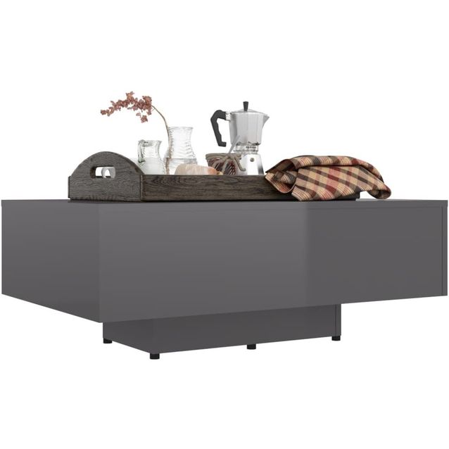 Sohvapöytä, korkeakiilto harmaa, 85x55x31 cm, lastulevy