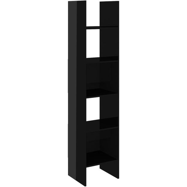 Kirjahylly, korkeakiilto musta, 40x35x180 cm, lastulevy