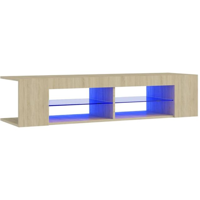 TV-taso LED-valoilla, Sonoma-tammi, 135x39x30 cm