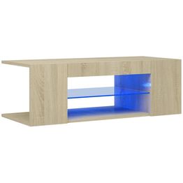 TV-taso LED-valoilla, Sonoma-tammi, 90x39x30 cm