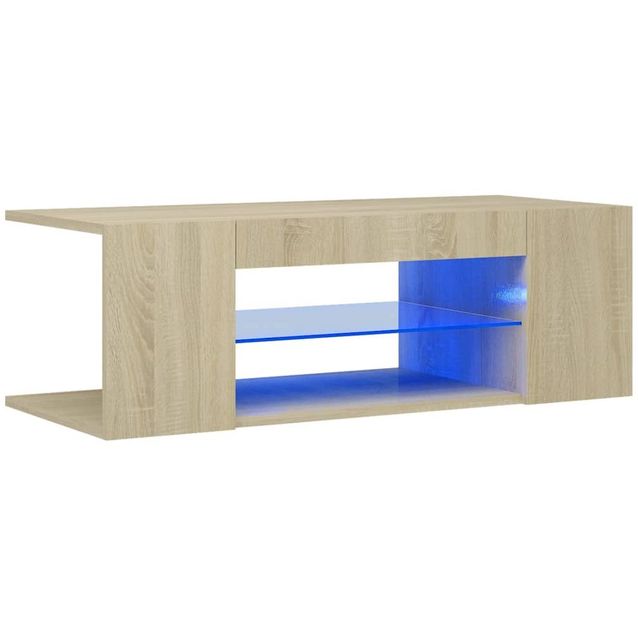 TV-taso LED-valoilla, Sonoma-tammi, 90x39x30 cm