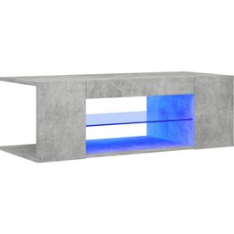 TV-taso LED-valoilla, betoninharmaa, 90x39x30 cm