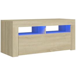 TV-taso LED-valoilla, Sonoma-tammi, 90x35x40 cm
