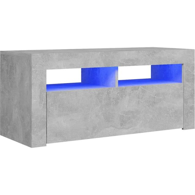 TV-taso LED-valoilla, betoninharmaa, 90x35x40 cm