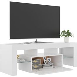 TV-taso LED-valoilla korkeakiilto valkoinen 120x35x40 cm