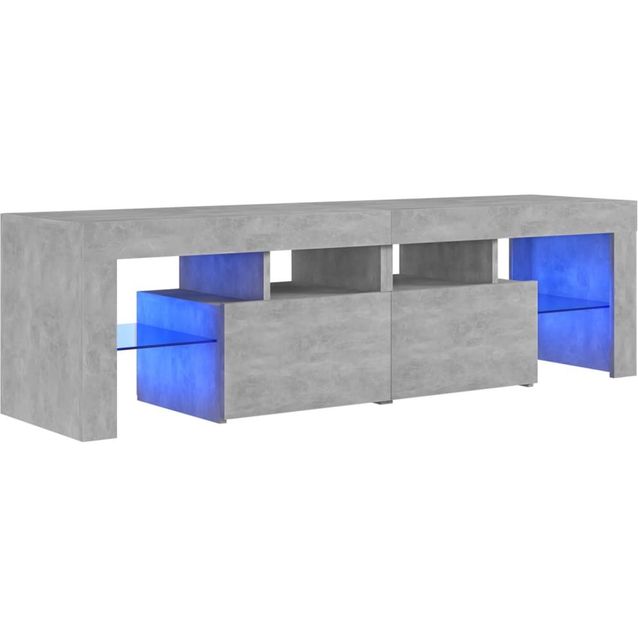 TV-taso LED-valoilla, betoninharmaa, 140x35x40 +C3256:C3332cm