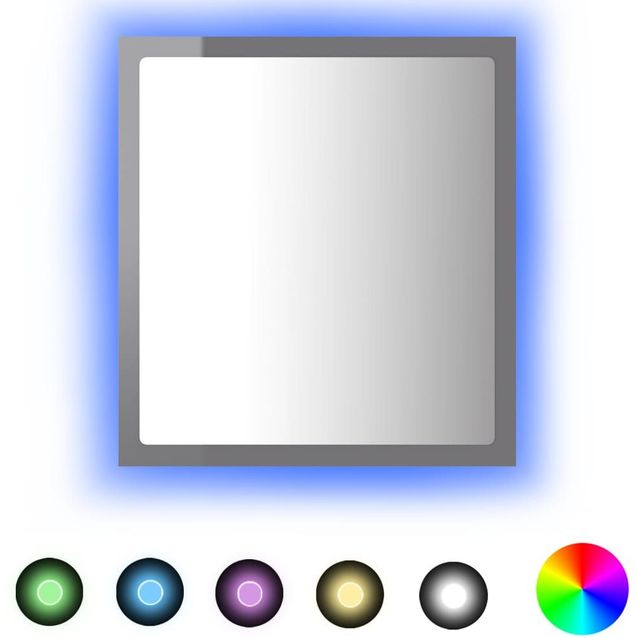 LED-kylpyhuonepeili, korkeakiilto harmaa 40x8,5x37 cm, lastulevy