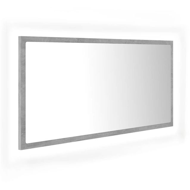 Kylpyhuonepeili LED, betoninharmaa, 90x8,5x37 cm lastulevy