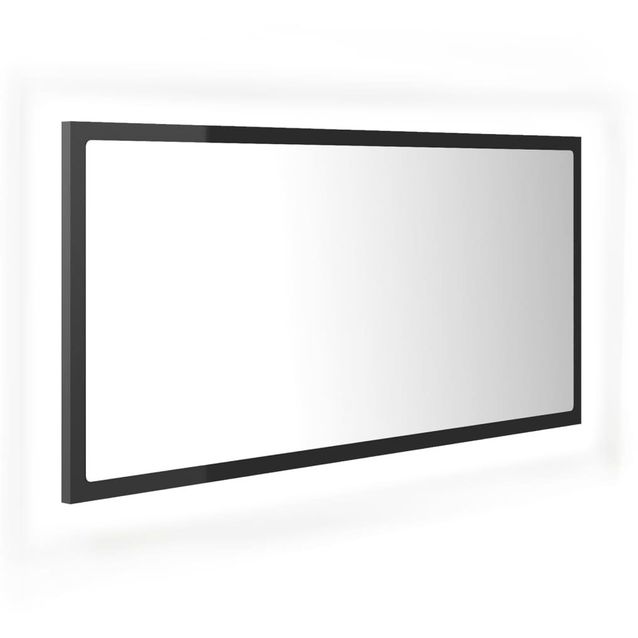 Kylpyhuonepeili LED, korkeakiilto harmaa, 90x8,5x37 cm lastulevy