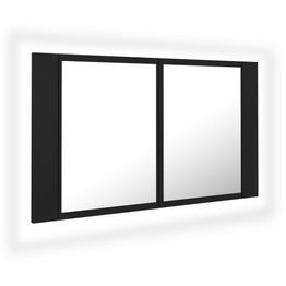 Kylpyhuoneen LED peilikaappi, musta, 80x12x45 cm