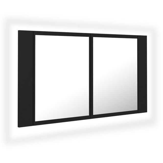 Kylpyhuoneen LED peilikaappi, musta, 80x12x45 cm