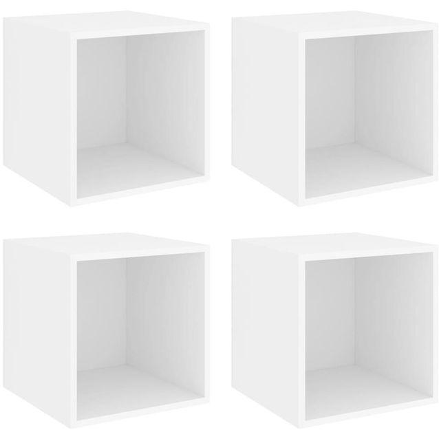 Seinäkaapit 4 kpl, valkoinen, 37x37x37 cm