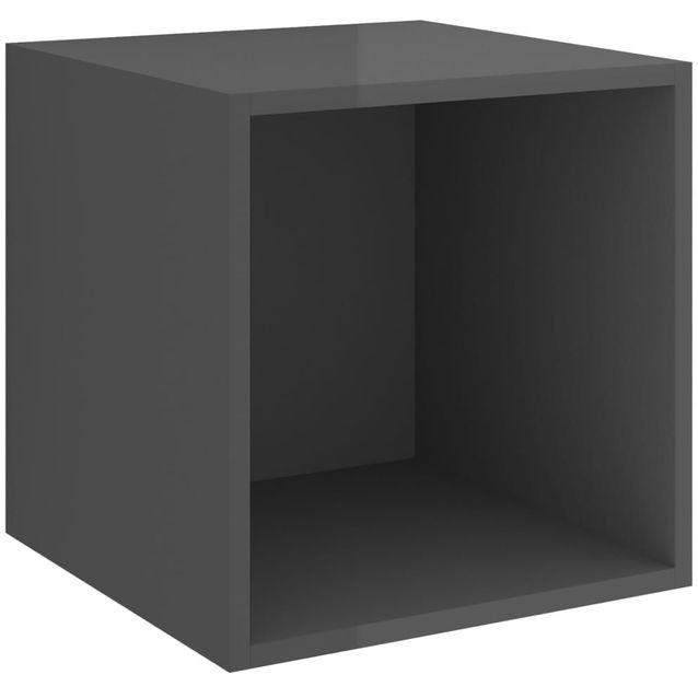 Seinäkaappi korkeakiilto harmaa, 37x37x37 cm