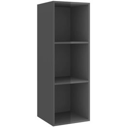 Seinähylly, korkeakiilto harmaa, 37x37x107cm, lastulevy