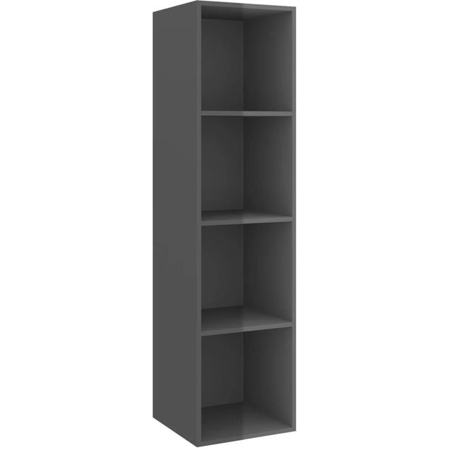 Seinäkiinnitettävä TV-taso, korkeakiilto harmaa, 37x37x142,5 cm, lastulevy