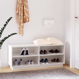 Kenkäkaappi FinePRICE, täysi mänty, 110 x 34 x 45 cm, valkoinen