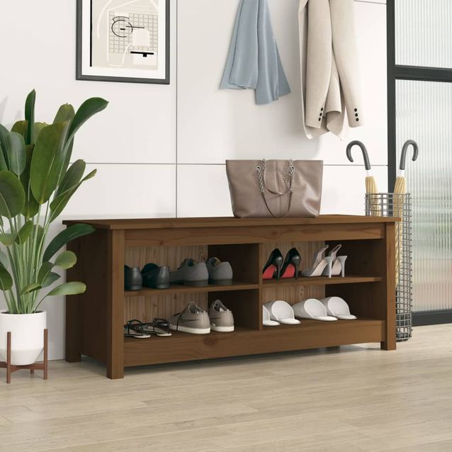 Kenkäkaappi fineprice vidaXL, hunajanruskea, 110 x 38 x 45,5 cm, täysi mänty