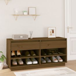 Kenkäkaappi FinePRICE, täysi mänty, 110 x 34 x 52 cm, hunajanruskea