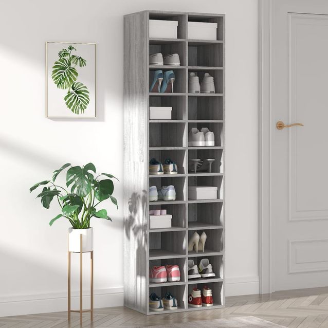 Kenkäteline fineprice, harmaa Sonoma, 54x34x183 cm, tekninen puu