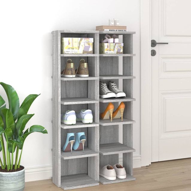 Kenkäteline fineprice, 2kpl, harmaa Sonoma, 27,5 x 27 x 102 cm