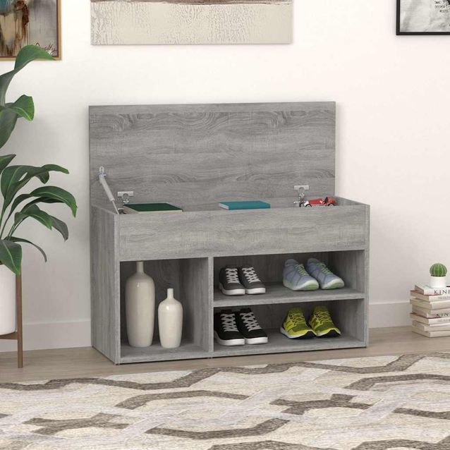 Kenkäpenkki fineprice Sonoma, harmaa, 80 x 30 x 45 cm, tekninen puu