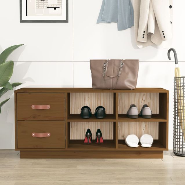Kenkäkaappi fineprice, hunajanruskea, 100 x 34 x 45 cm, täysi mänty